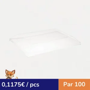 Couvercle Samourai dôme transparent en plastique PET transparent pour barquette 160x90mm H22mm (par 100)