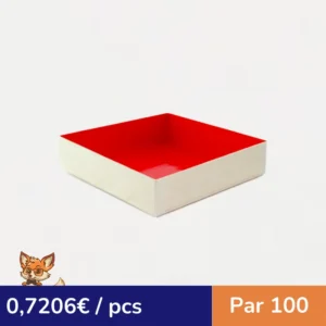 Boite bois intérieur rouge "Samouraï"  160x160mm H36mm (par 100)