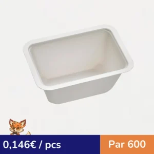 Barquette scellable pulpe laminée PLA  137x95mm H63mm 500ml (par 600)