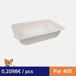 Barquette scellable pulpe laminée PLA  190x137mm H40mm 750ml (par 400)