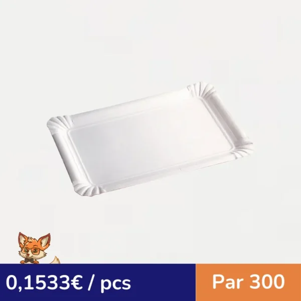 Assiette carton blanc rectangulaire (par 300)