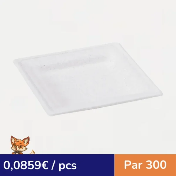 Assiette pulpe carrée blanche 160x160mm (par 300)