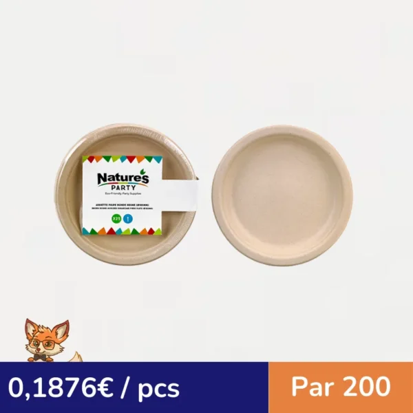 Assiette pulpe ronde brune  220mm (par 200)