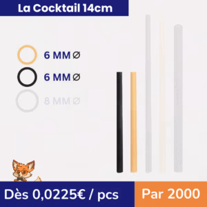 Pailles Cocktails 14cm-6mm en noyaux d'avocats (par 2000)