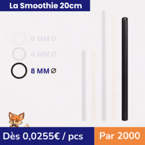 Pailles Smoothies 20cm-8mm en noyaux d'avocats (par 2000)
