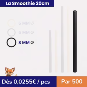 Pailles Smoothies 20cm-8mm en noyaux (par 500)
